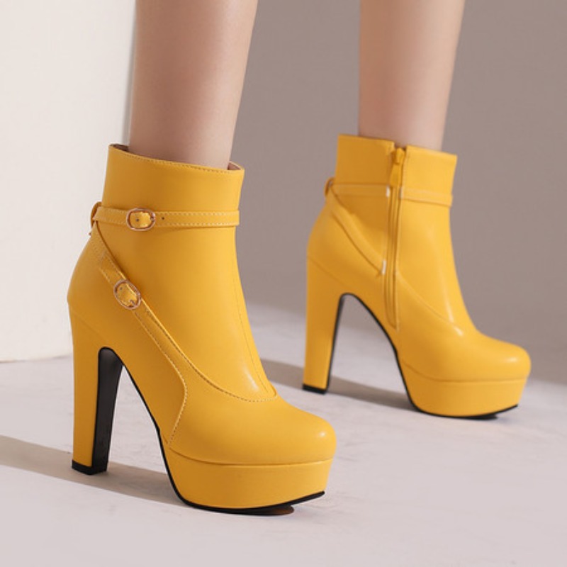 Women'S Shoes Yellow - Sepatu Bot Platform Modis Sepatu Bot