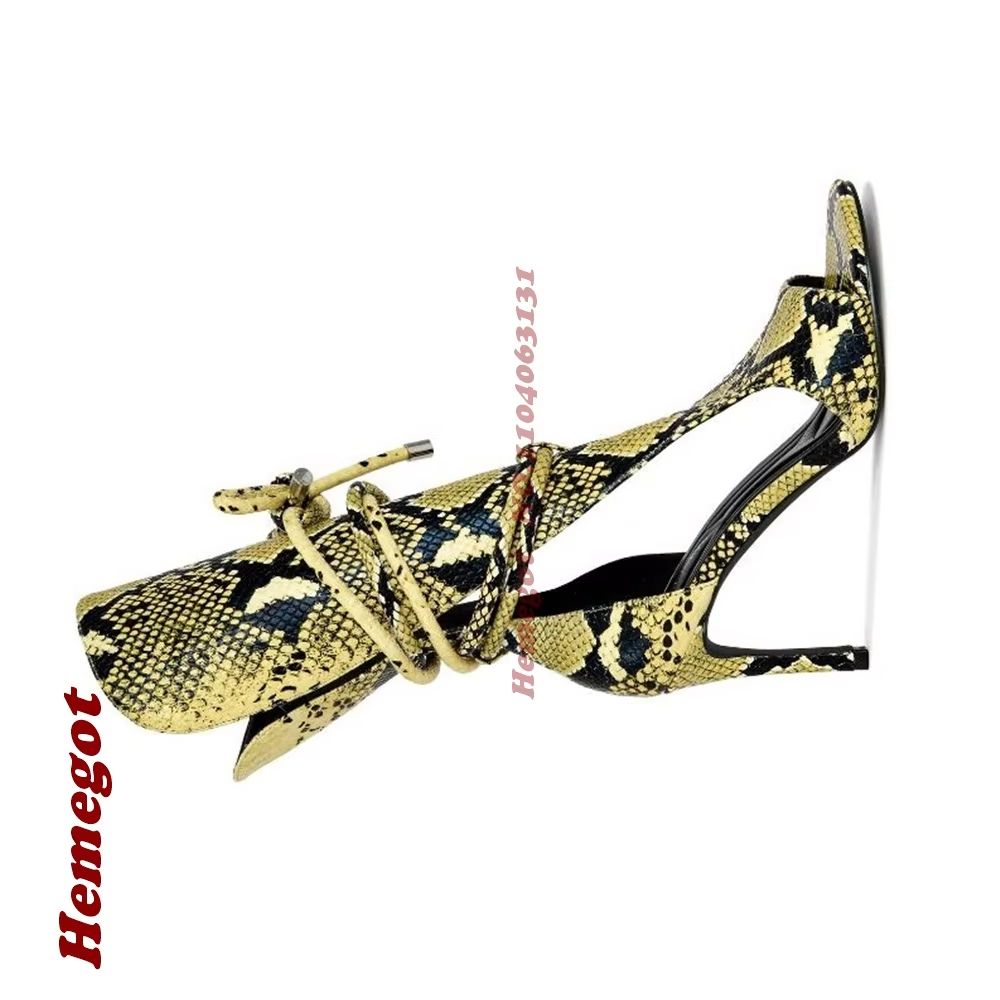 Women'S Shoes Yellow - Sandal Gladiator Motif Ular Kuning Peep