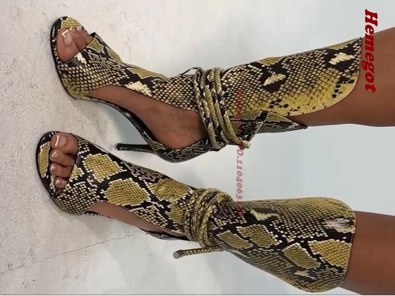 Sandal Gladiator Motif Ular Ku - Women'S Shoes Yellow ulasan dan harga
