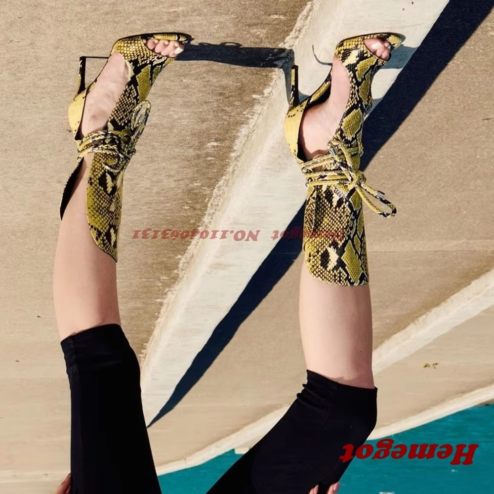 Sandal Gladiator Motif Ular Ku - Women'S Shoes Yellow ulasan dan harga