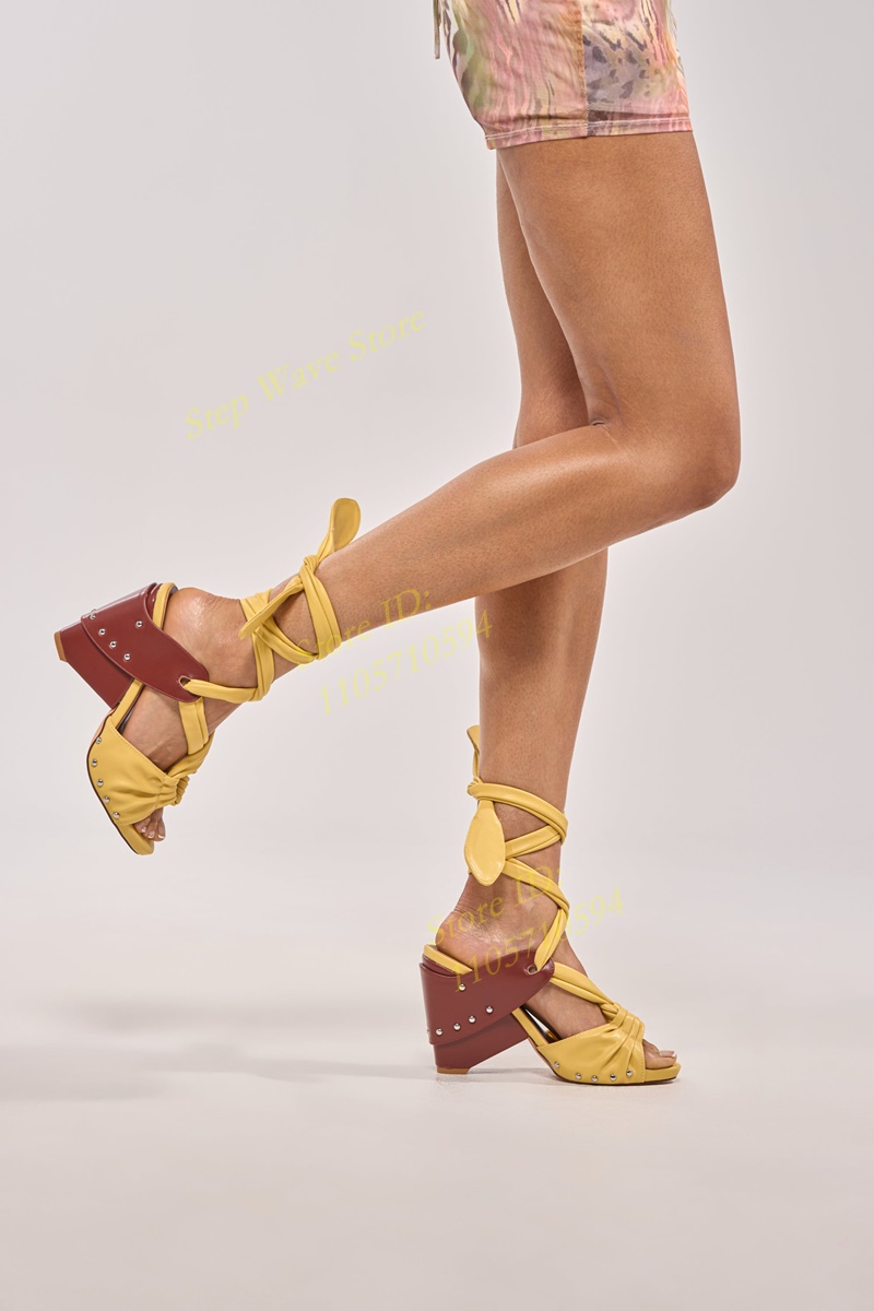 Sandal Tali Kulit Imitasi Kuni - Women'S Shoes Yellow ulasan dan harga