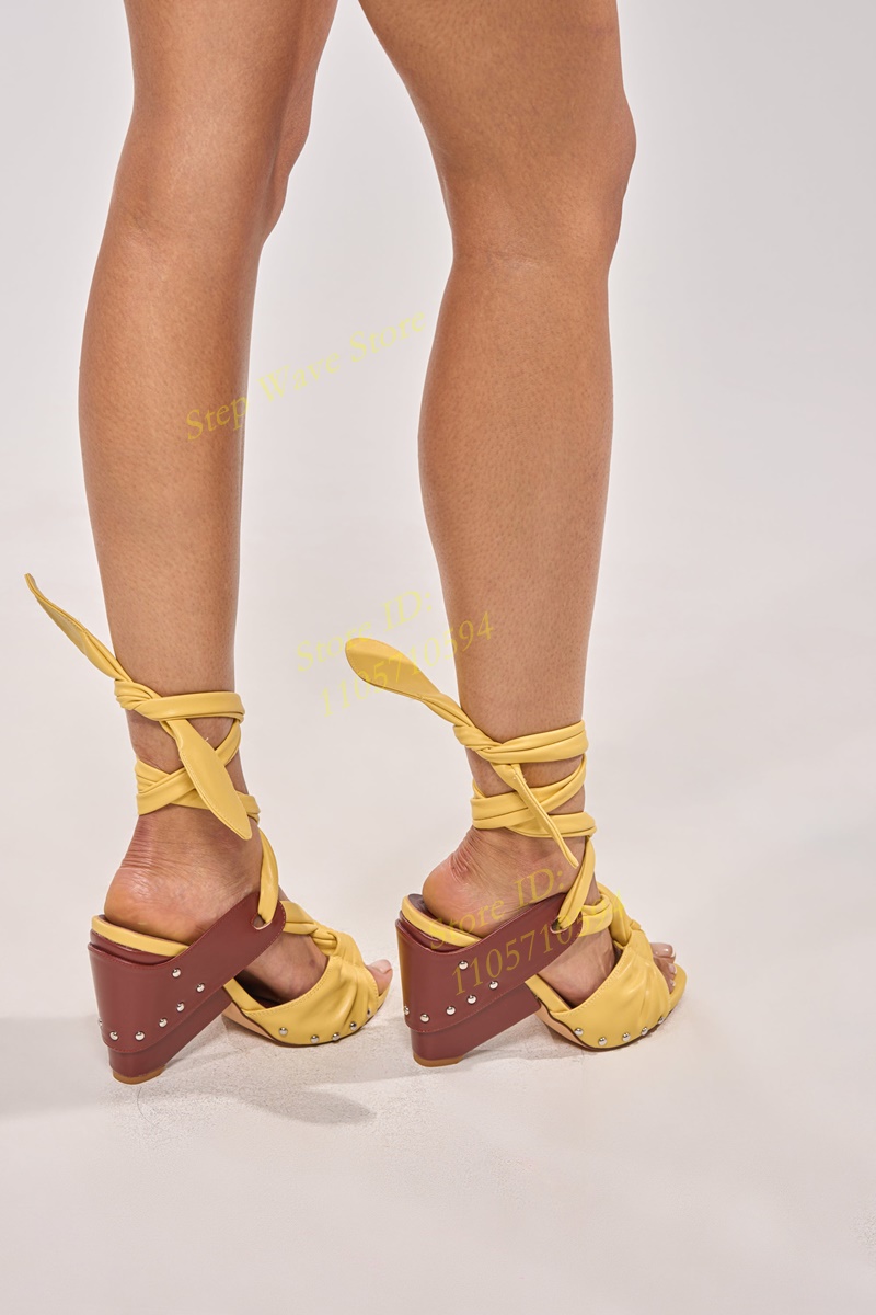 Sandal Tali Kulit Imitasi Kuni - Women'S Shoes Yellow ulasan dan harga