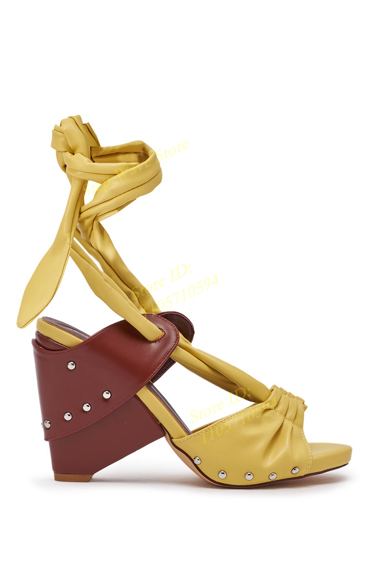 Sandal Tali Kulit Imitasi Kuni - Women'S Shoes Yellow ulasan dan harga