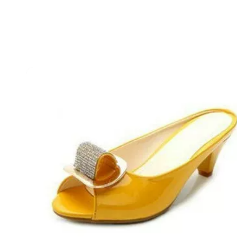 Sepatu Mules Wanita Model Peep - Women'S Shoes Yellow ulasan dan harga